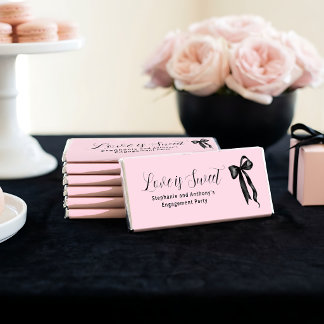 Coquette Black Bow Blush Pink Love is Sweet Hershey Bar Favors