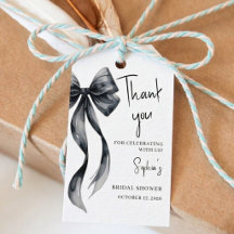Coquette Black Bow Bridal Shower Favor Tags
