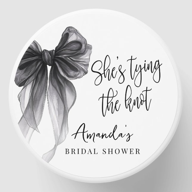 Coquette Black Bow Bridal Shower Mini Candle Favors (Front)