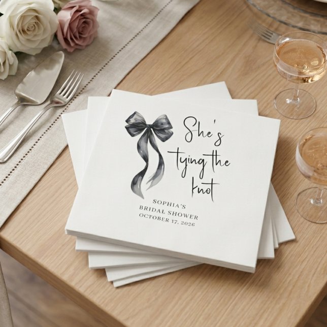 Coquette Black Bow Bridal Shower Paper Napkins (Creator Uploaded)