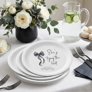 Coquette Black Bow Bridal Shower Paper Plates