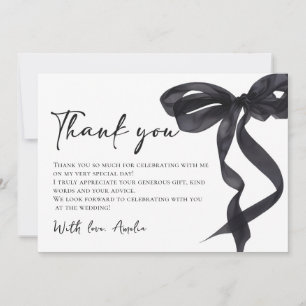 Coquette Black Bow Bridal Shower Thank You Card