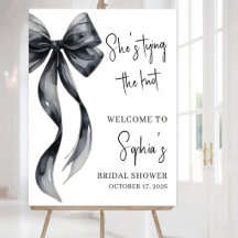 Coquette Black Bow Bridal Shower Welcome Sign
