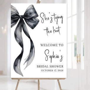Coquette Black Bow Bridal Shower Welcome Sign