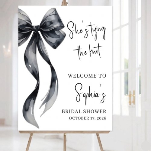 Coquette Black Bow Bridal Shower Welcome Sign