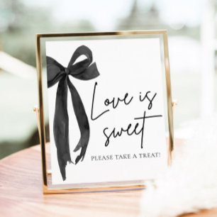 Coquette Black Bow Love is Sweet Treat Favor Sign