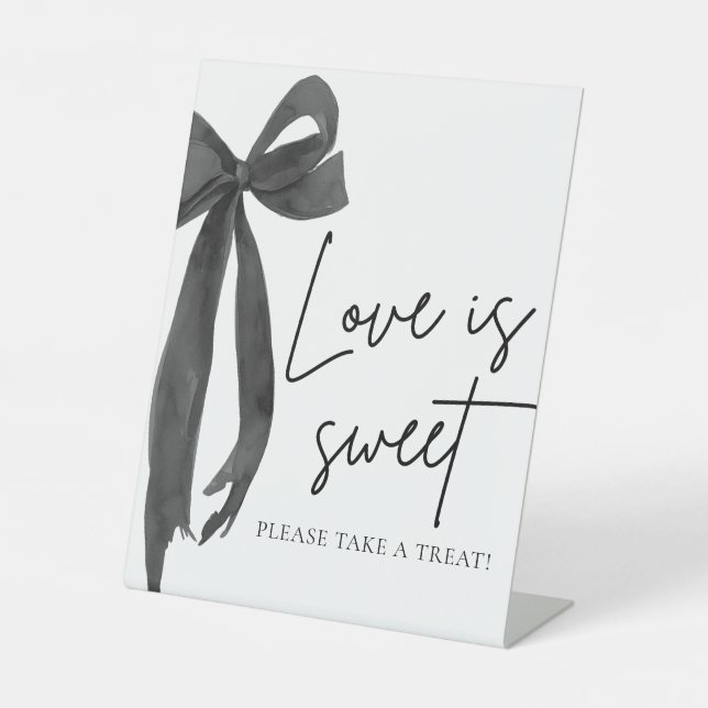 Coquette Black Bow Love is Sweet Treat Favor Sign (Front)