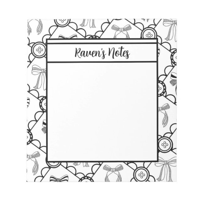 Coquette Black Bow Notepad (Front)