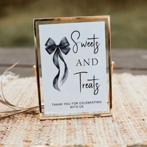 Coquette Black Bow Sweets Treats Table Sign Plaque