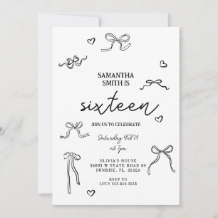 Coquette Black Bows 21st Birthday Party Invitation