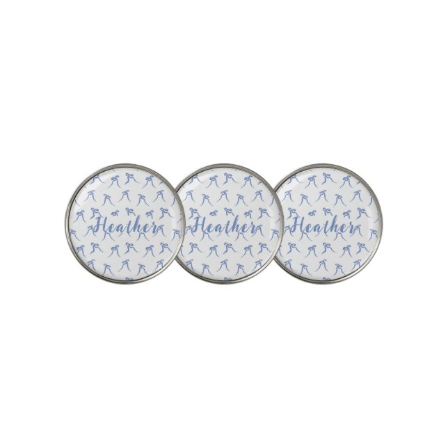Coquette Blue and White Bows  Golf Ball Marker (3 Up)