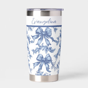 Coquette Blue and White Toile Bride Bachelorette Insulated Tumbler