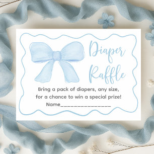 Coquette Blue Bow Baby Shower Diaper Raffle Enclosure Card
