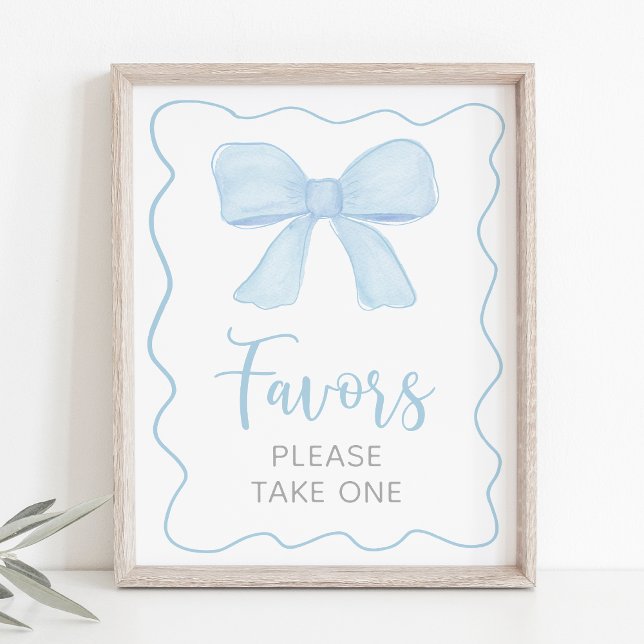 Coquette Blue Bow Baby Shower Favor Sign (Creator Uploaded)