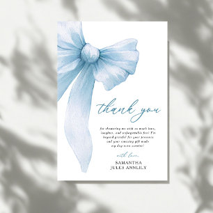 Coquette Blue Bow Bridal Shower Thank You Card