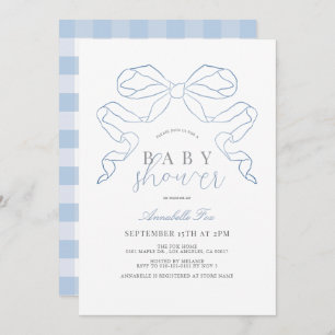 Coquette Blue Bow/Ribbon Boy Baby Shower Invitation