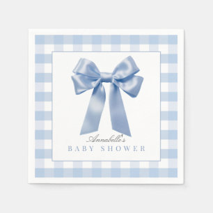 Coquette Blue Bow Ribbon Boy Baby Shower Napkins