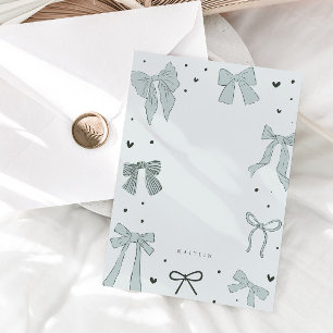 Coquette Blue Bow Ribbon Note Card