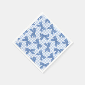 Coquette blue gingham and bows napkins