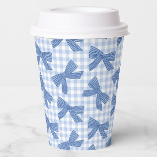 Coquette blue gingham and bows paper cups