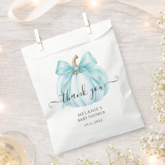 Coquette Blue Little Pumpkin Baby Shower Thank You Favor Bag