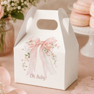 Coquette Blush Bow Baby Shower Favor Boxes