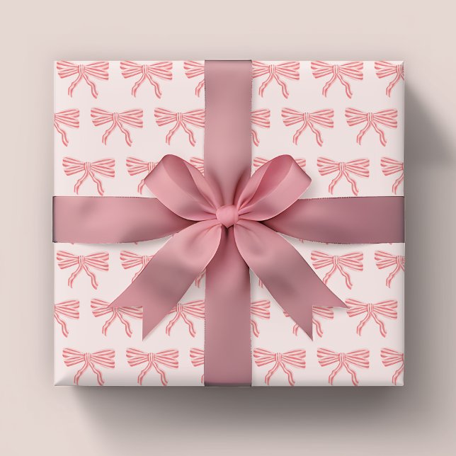 Coquette blush pink and red striped bows wrapping paper sheets (Coquette pink striped bows wrapping paper sheets. Matching range available.)