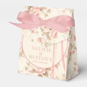 Coquette Blush Pink Bow Floral Baby Shower Custom Favor Boxes