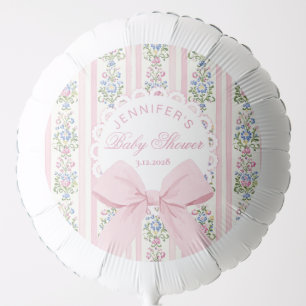 Coquette Blush Pink Bow Whimsical Baby Shower Balloon