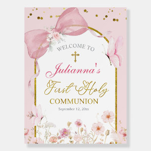 Coquette Blush Pink Butterfly First Holy Communion Foam Board