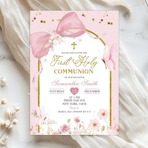 Coquette Blush Pink Butterfly First Holy Communion