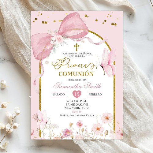 Coquette Blush Pink Butterfly Primera Communion