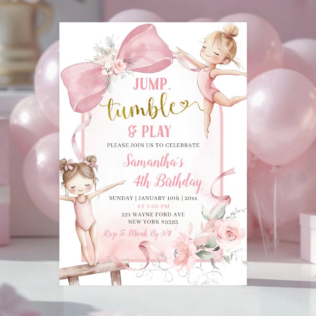 Coquette Blush Pink Floral Bow Birthday  Invitation (Creator Uploaded)