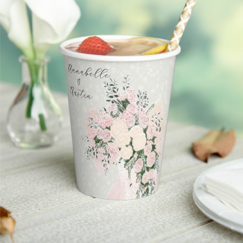 Coquette Blush Sheer bow rose Wisteria Bouquet Paper Cups