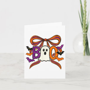 Coquette Boo Ghost Bow Cute Spooky Funny Halloween Card