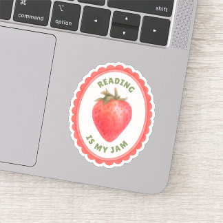 Coquette Booklover Reading Is My Jam Strawberry Sticker