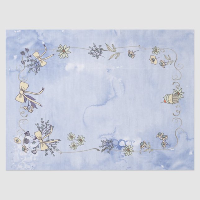 Coquette Border Watercolor Tissue Paper (Front)