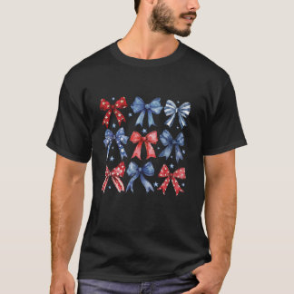 Coquette Bow 4th of July Coquette American Flag Am T-Shirt