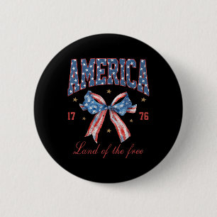 Coquette Bow 4th Of July Girly America Patriotic W Button