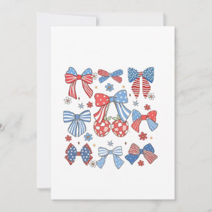 Coquette Bow 4th Of July USA American Patriotic  Holiday Card