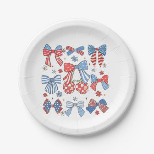 Coquette Bow 4th Of July USA American Patriotic  Paper Plates