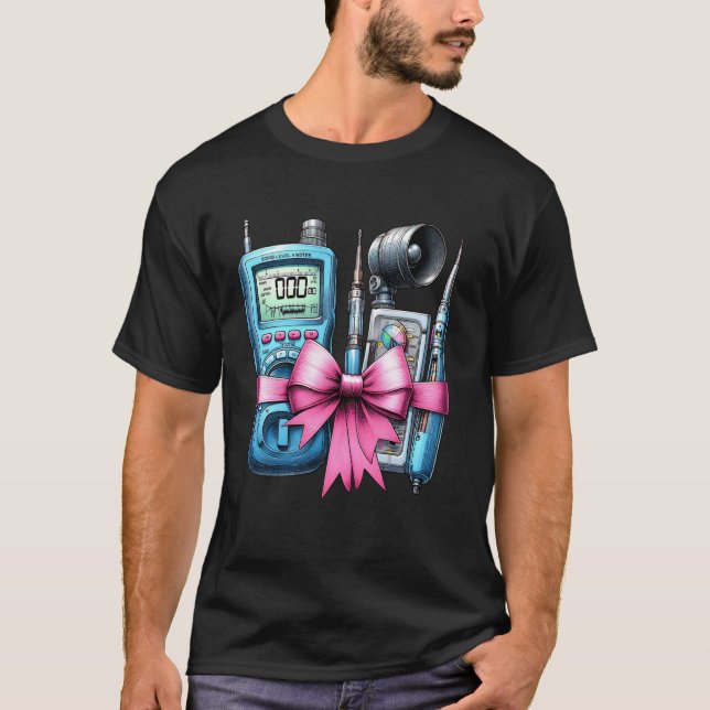 Coquette Bow Acoustical Engineer Engineering Pink  T-Shirt (Front)