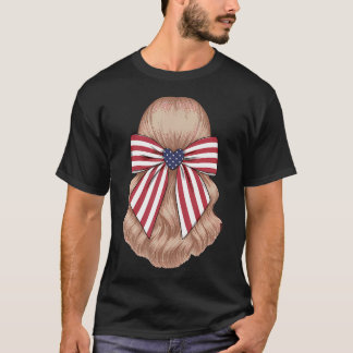 Coquette Bow American Flag Usa Flag Patriotic 4Th T-Shirt