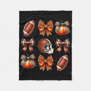 Coquette Bow American Footll Game Day Thanksgiving Fleece Blanket