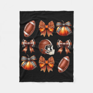 Coquette Bow American Footll Game Day Thanksgiving Fleece Blanket