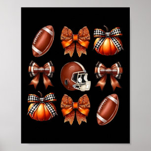 Coquette Bow American Footll Game Day Thanksgiving Poster
