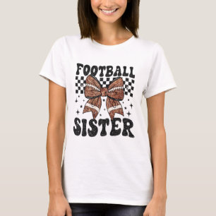 Coquette Bow American Footll Sister Game Day Thank T-Shirt