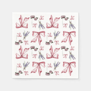 Coquette Bow and Floral Print - Soft Pink Napkins