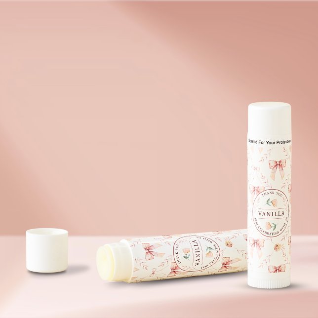 Coquette Bow and Florals Baby Shower Favor Lip Balm (Creator Uploaded)