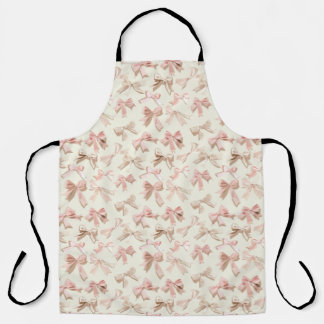 Coquette Bow Apron | Blush Pink Ribbon Pattern